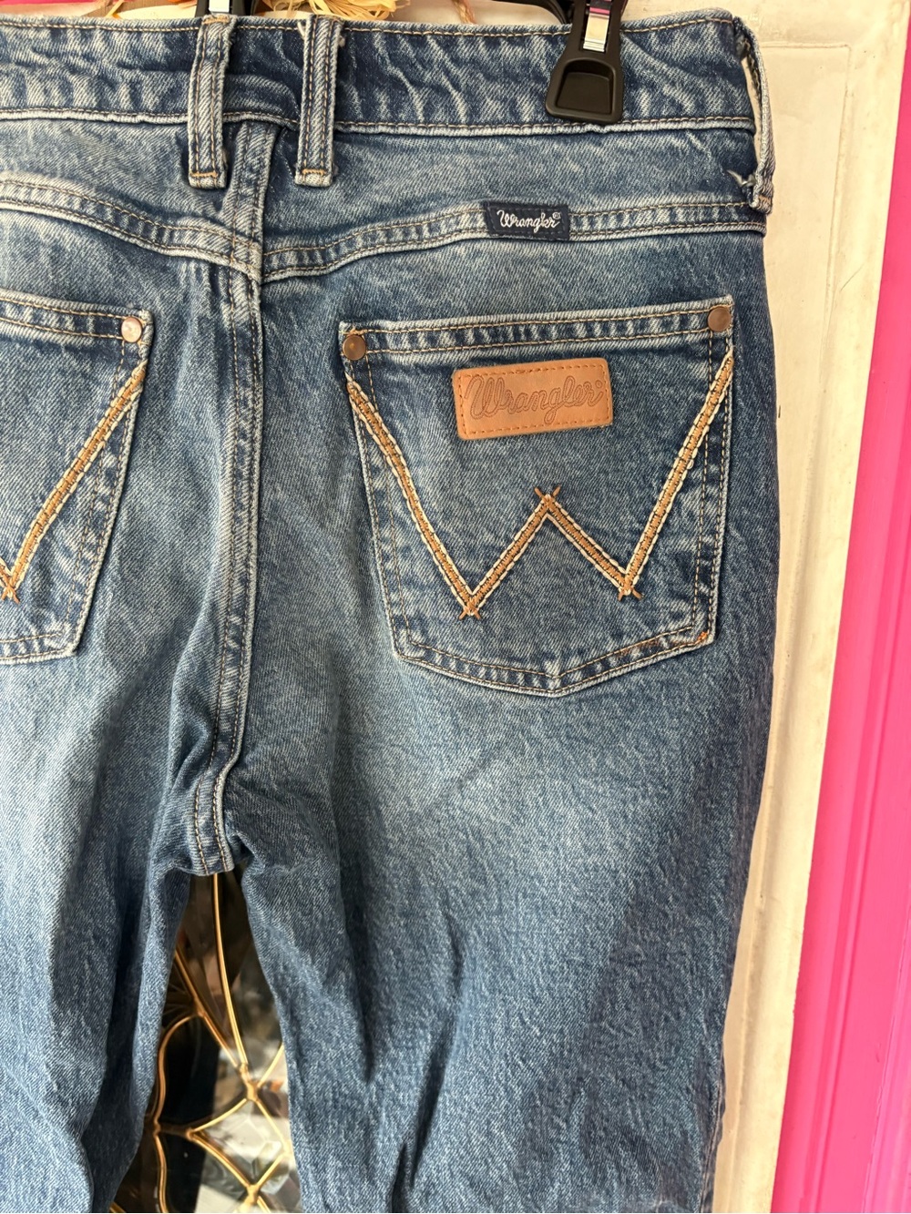 Wrangler Women's Blue Denim Straight Leg Jeans with Signature Back Pocket